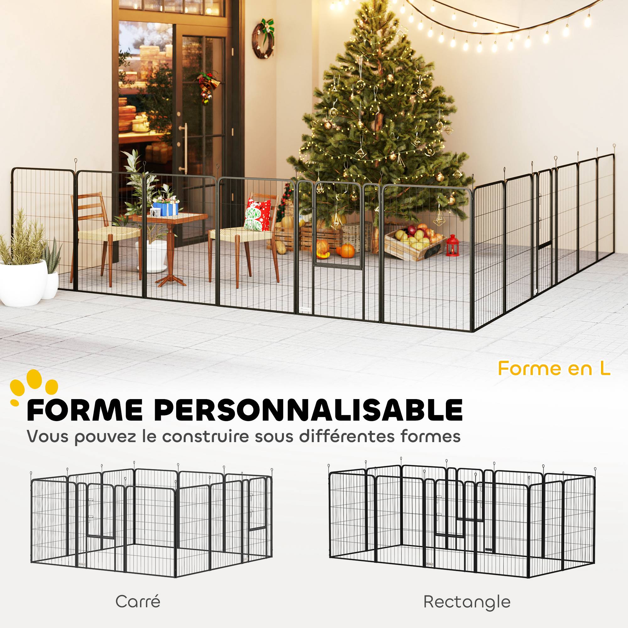 Parc pour chien, enclos chien 12 panneaux modulable et pliable, portable en acier avec porte 68 x 100 noir - Image 6