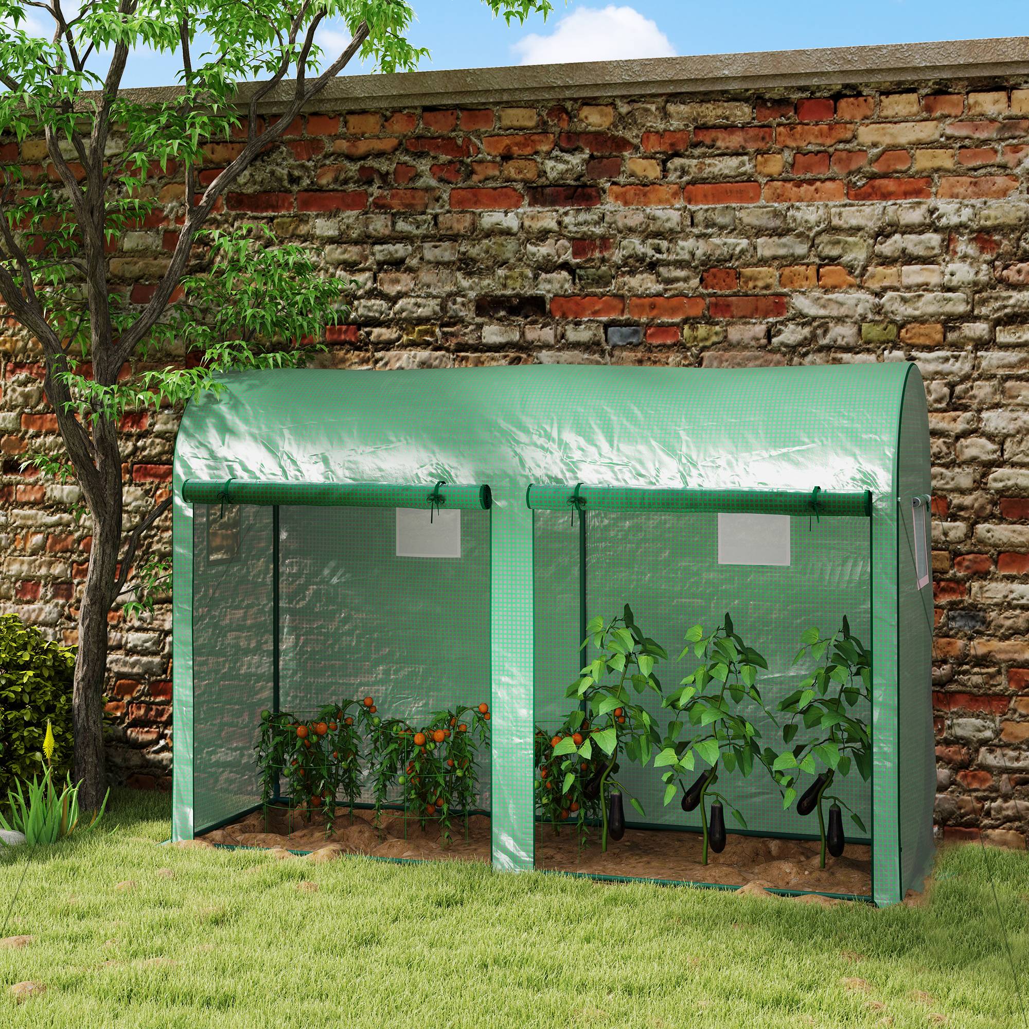 Serre de Jardin Tunnel en Acier et Bâche PE Armée pour Tomates et Légumes 300x100x200cm Vert - ComfortXL Outdoor Living - Image 1