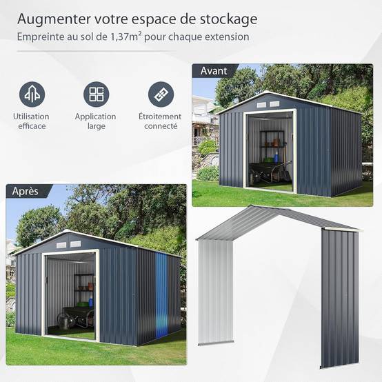 Kit d'Extension pour Abri de Jardin 277,5 x 64 x 202,5cm - Image 6