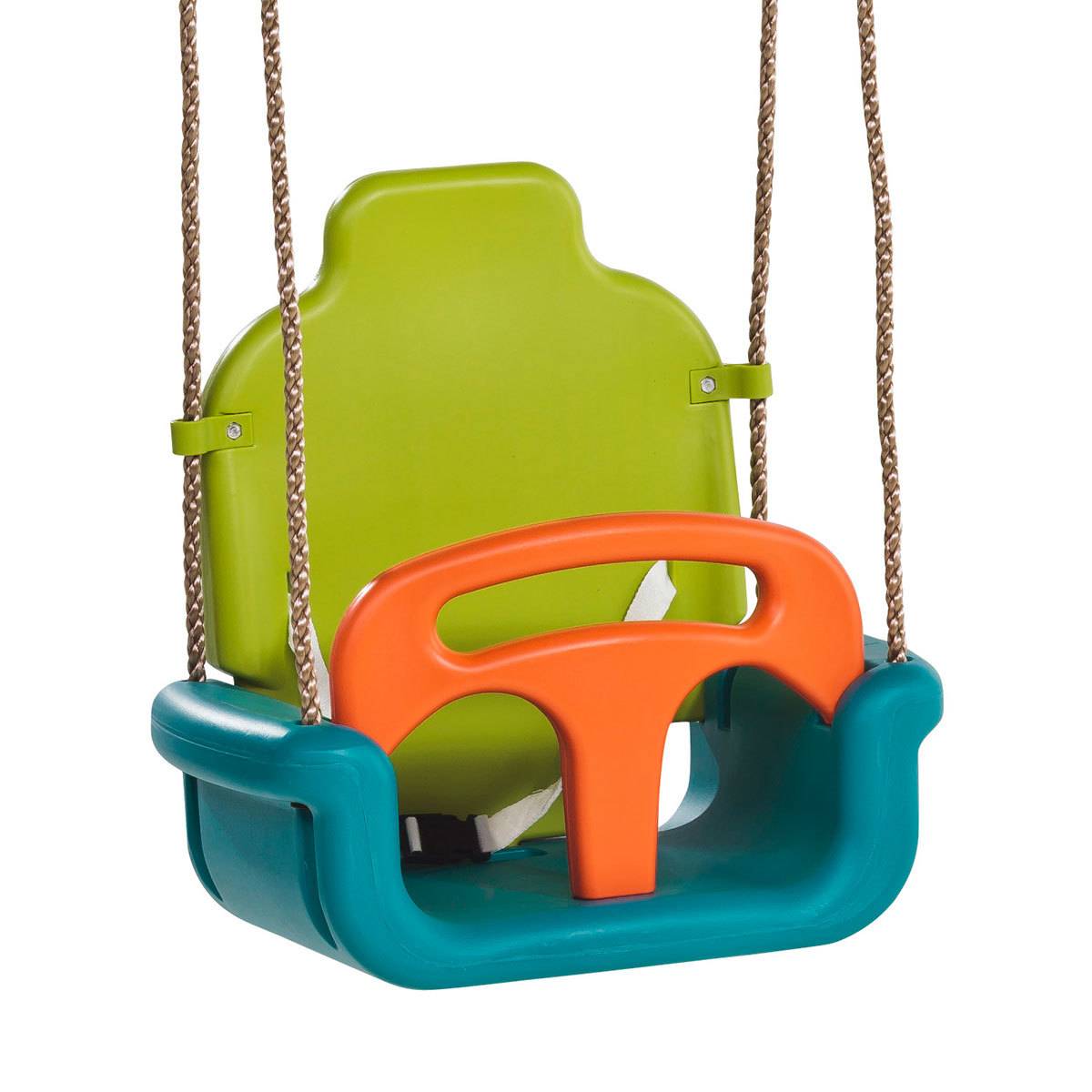 Kangui - Balançoire bébé évolutive 3 en 1en plastique vert citron/turquoise/orange Kangui - Image 1