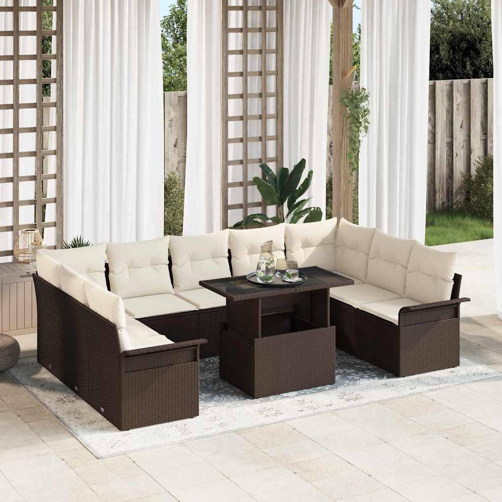 Vidaxl - Ensemble de canapé de jardin 10 pcs Marron Poly rotin vidaXL 3348344 - Image 1