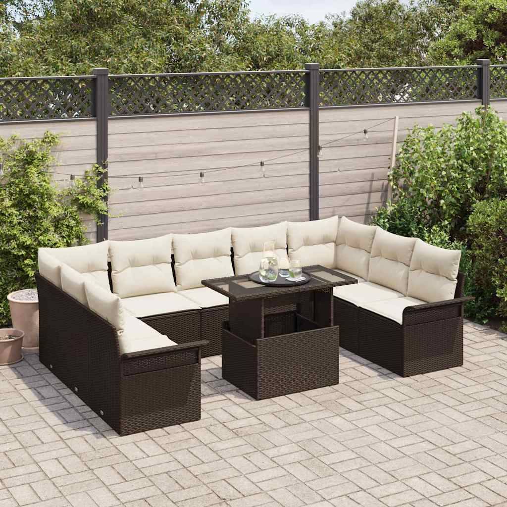 Vidaxl - Ensemble de canapé de jardin 10 pcs Marron Poly rotin vidaXL 3348344 - Image 4