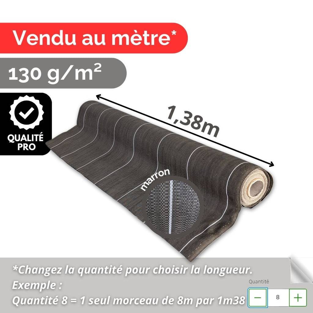 Vente au mètre Largeur 1,38m Toile de paillage tissée 130g par m2 Anti-Mauvaises Herbes Coloris Marron ZENLYS Bache - Image 1