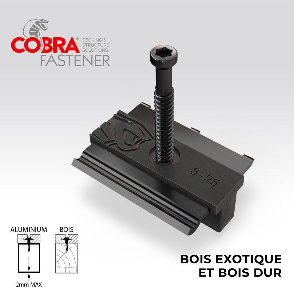 Decklinea - Clip Terrasse Bois HYBRID 7-22 - 90 clips + Vis 4x35mm - Pour Lames en Bois Thermotraités et Bambou - Facile à Poser & Resistant - Image 4