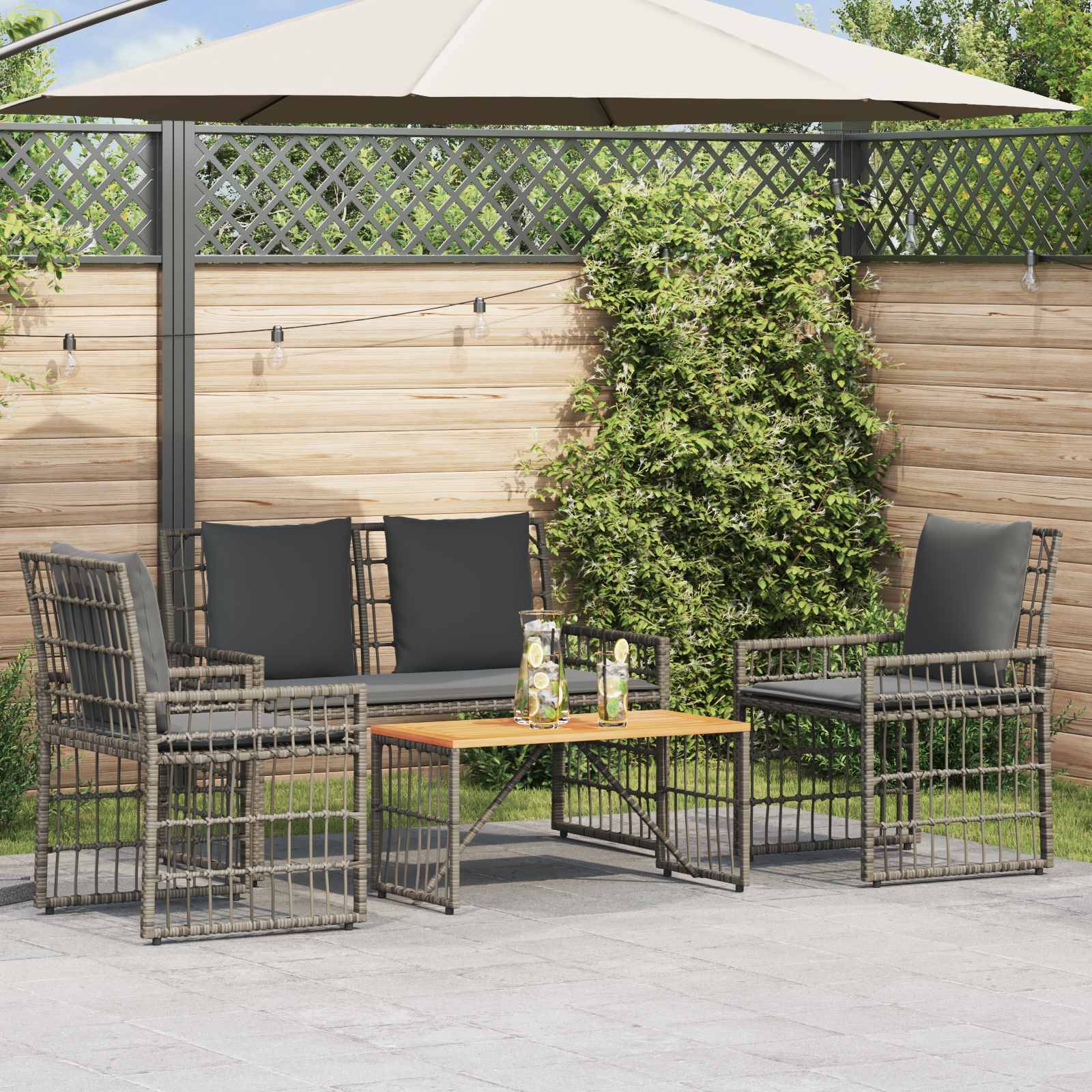 Vidaxl - Ensemble de meubles d'extérieur 4 pcs-Salons de jardin 4 place Gris et Gris foncé - Image 1