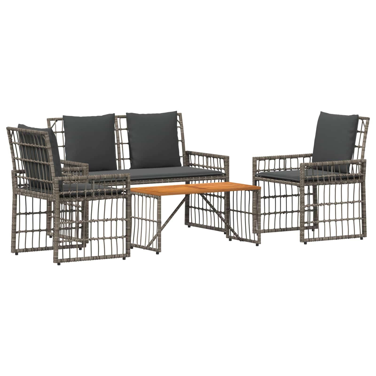 Vidaxl - Ensemble de meubles d'extérieur 4 pcs-Salons de jardin 4 place Gris et Gris foncé - Image 2