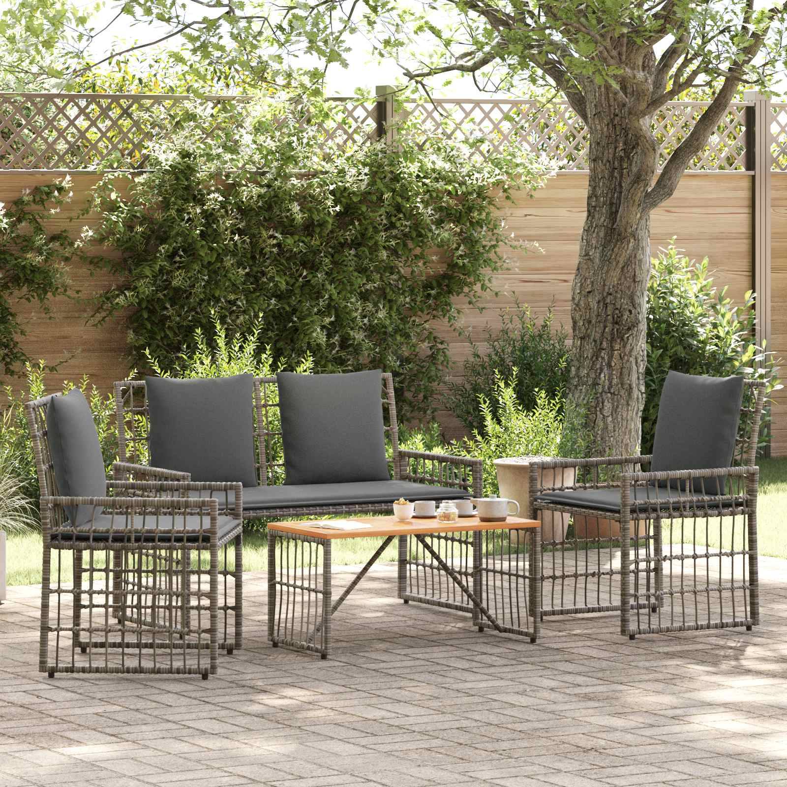 Vidaxl - Ensemble de meubles d'extérieur 4 pcs-Salons de jardin 4 place Gris et Gris foncé - Image 4