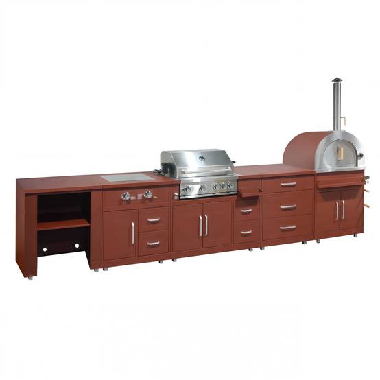 Oviala - Cuisine d'extérieur, 5 éléments et 3 modules de cuisson brique Memphis - Oviala - Image 2