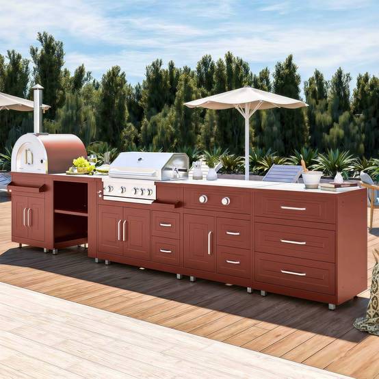 Oviala - Cuisine d'extérieur, 5 éléments et 3 modules de cuisson brique Memphis - Oviala - Image 1