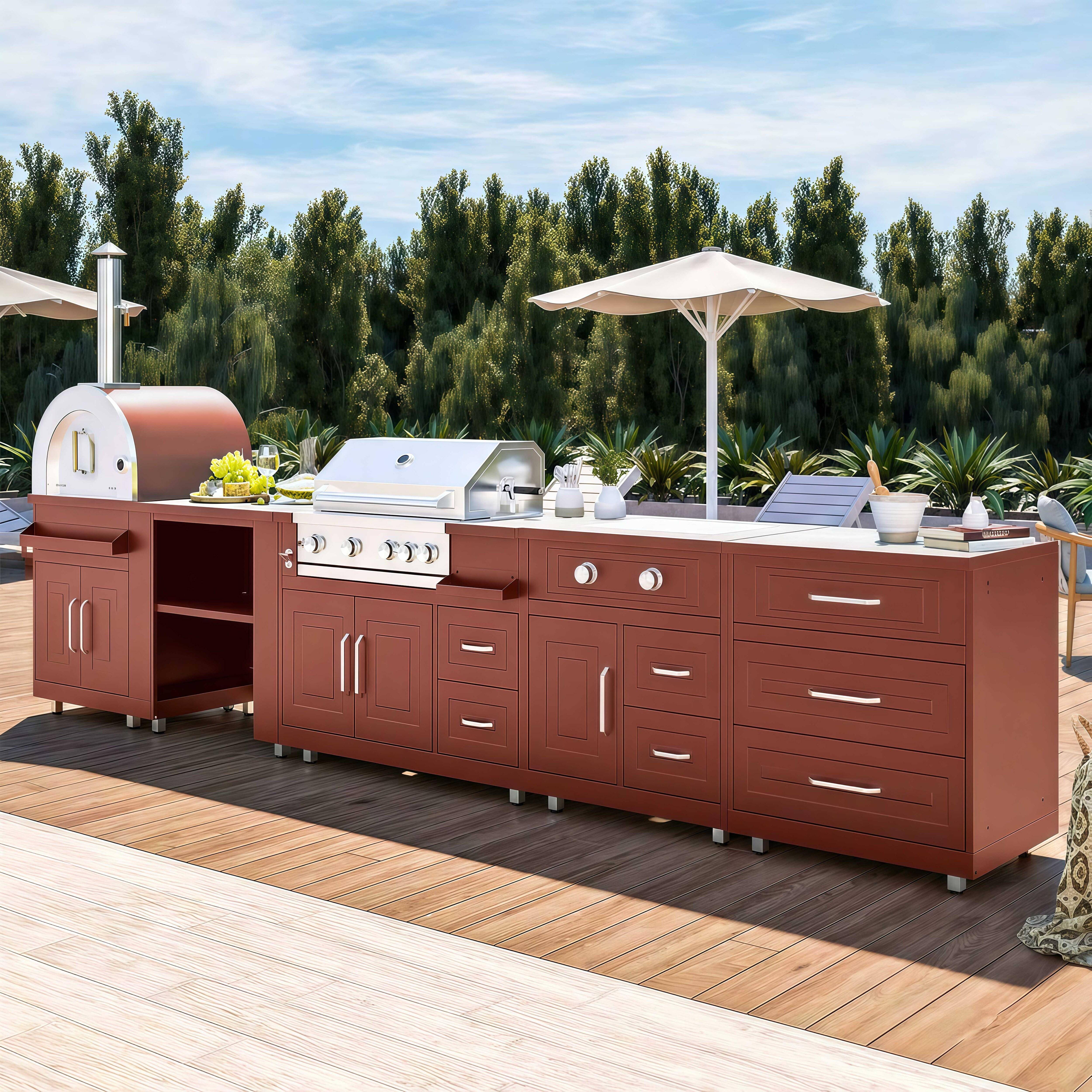 Oviala - Cuisine d'extérieur, 5 éléments et 3 modules de cuisson brique Memphis - Oviala - Image 1