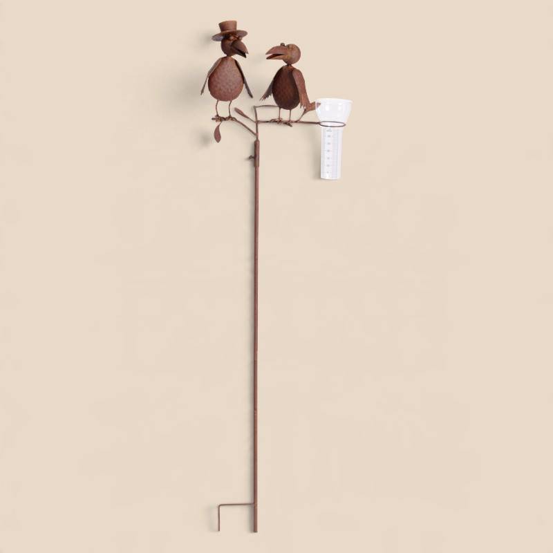 La Grande Prairie - Pluviomètre couple d'oiseaux 28x23x127cm