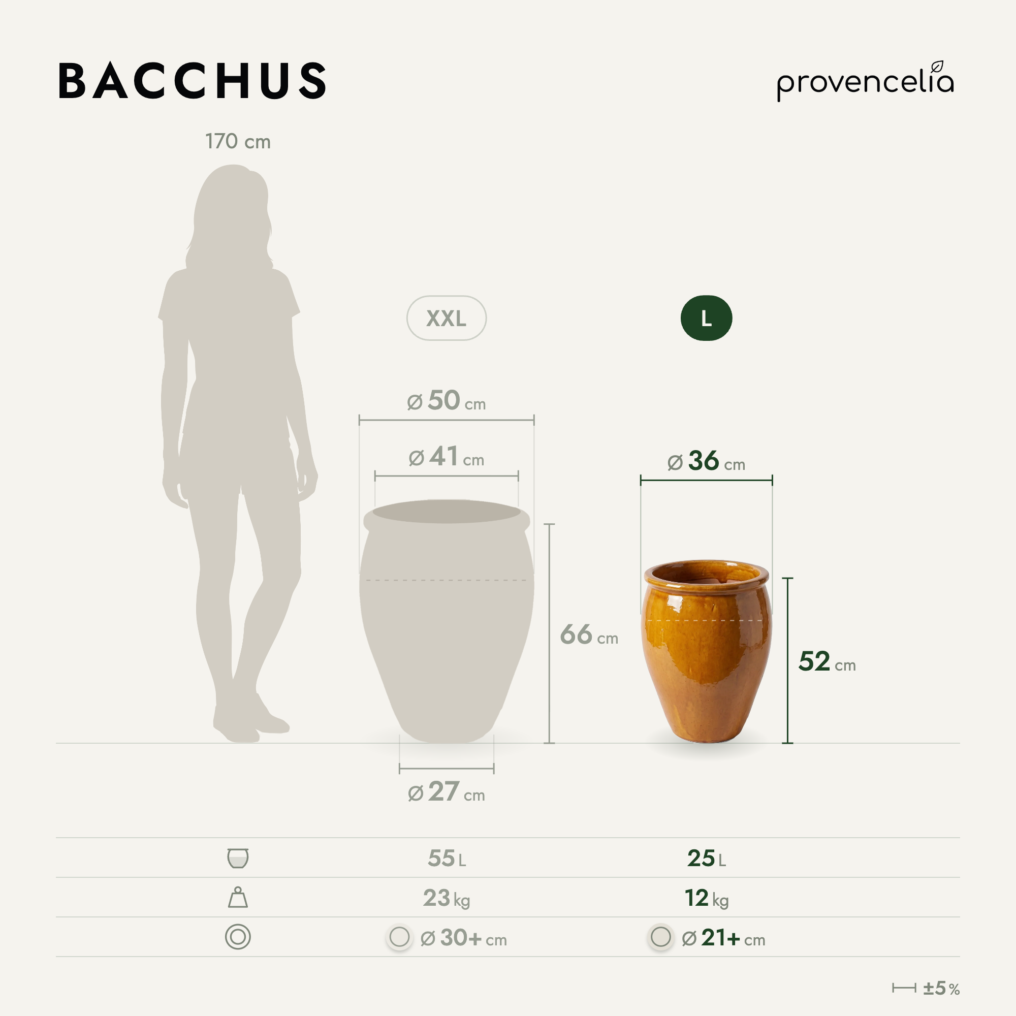 Provencelia - Pot BACCHUS 36x52cm miel - Image 2