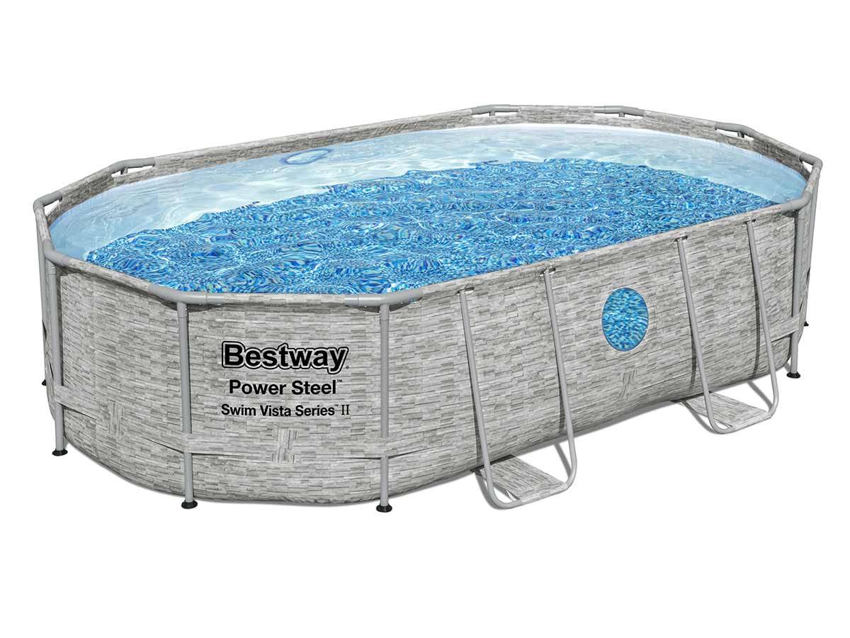 Bestway - Piscine tubulaire Power Steel SwimVista avec hublots ovale 4,88 x 3,05 x 1,07 m - Bestway - Image 2