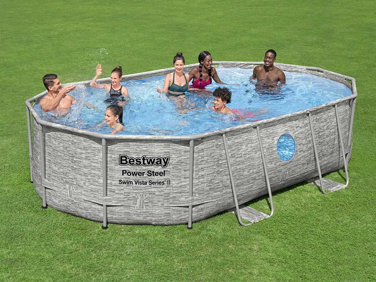 Bestway - Piscine tubulaire Power Steel SwimVista avec hublots ovale 4,88 x 3,05 x 1,07 m - Bestway - Image 3