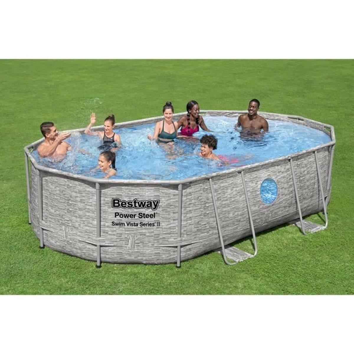 Bestway - Piscine tubulaire Power Steel SwimVista avec hublots ovale 4,88 x 3,05 x 1,07 m - Bestway - Image 8
