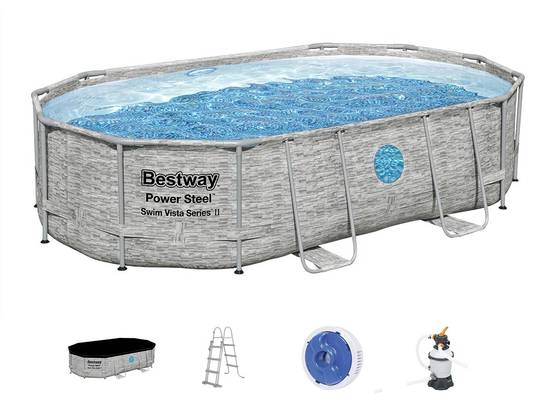 Bestway - Piscine tubulaire Power Steel SwimVista avec hublots ovale 4,88 x 3,05 x 1,07 m - Bestway - Image 6
