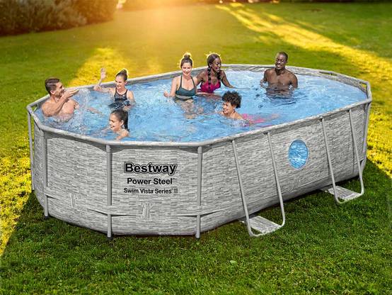 Bestway - Piscine tubulaire Power Steel SwimVista avec hublots ovale 4,88 x 3,05 x 1,07 m - Bestway - Image 1
