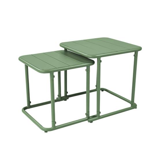 sweeek - Table gigogne extérieure carrée en acier 45cm vert - Amélia | sweeek - Image 2