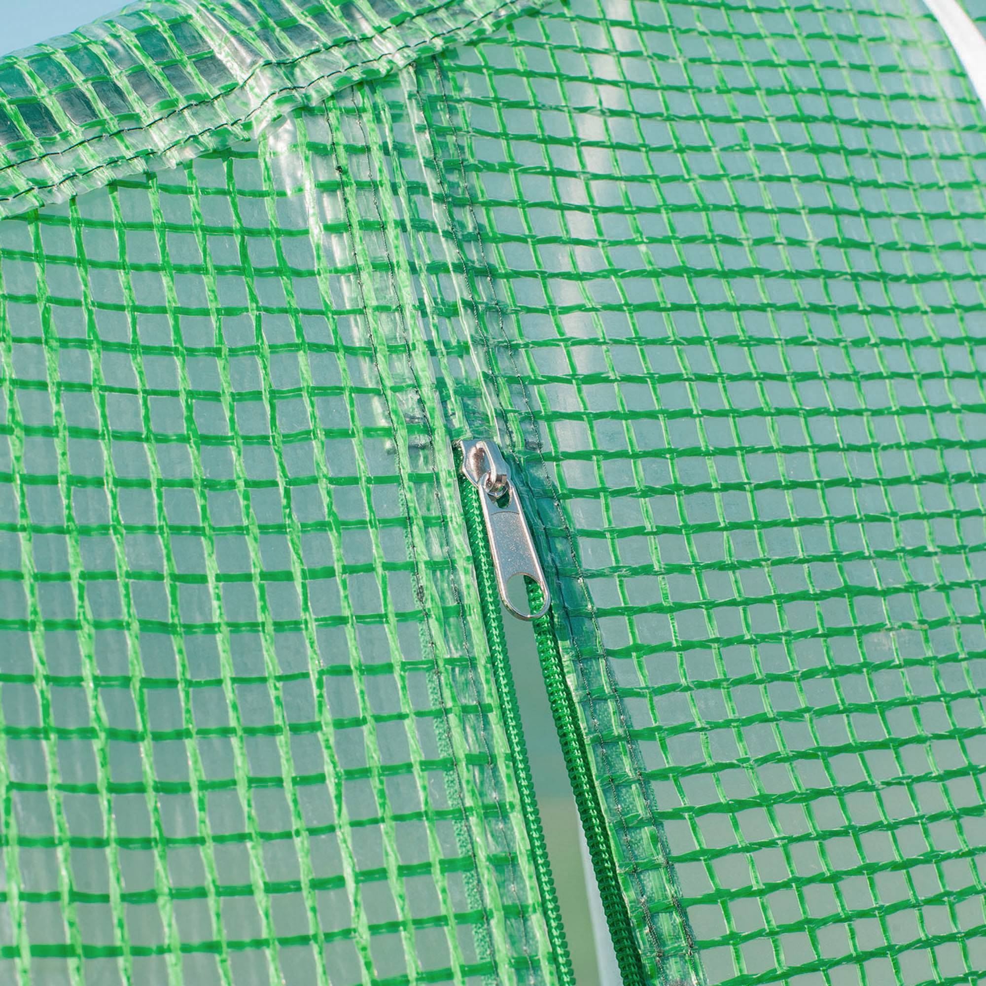 Serre tunnel 6 x 3 x 2 m, porte zip enroulable, 8 fenêtres moustiquaire, poteaux de soutien - Image 10
