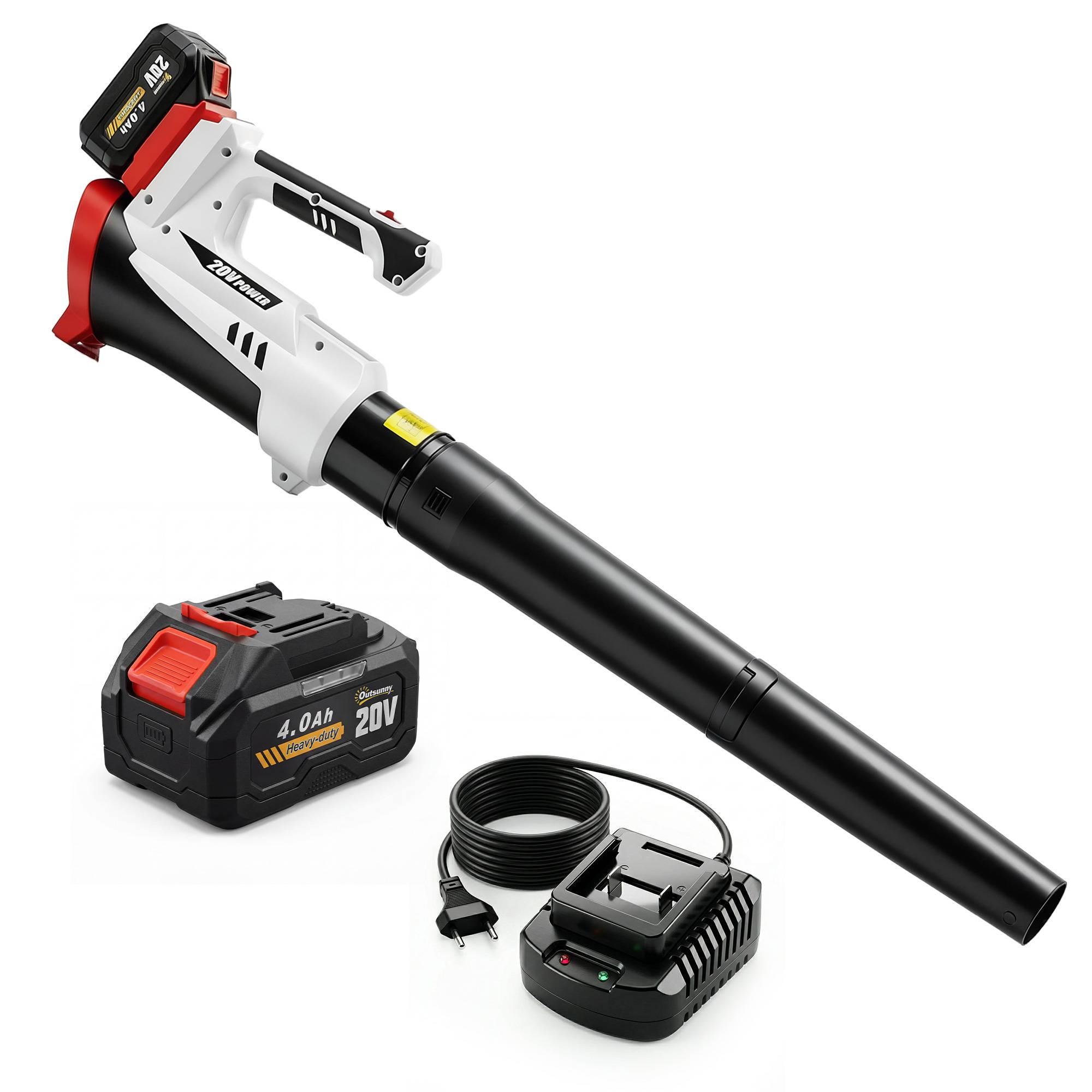 Souffleur de Feuilles sans Fil 250 W avec Batterie 4000mAh et Chargeur, 6 Vitesses, 149 km/h, Blanc - Image 2