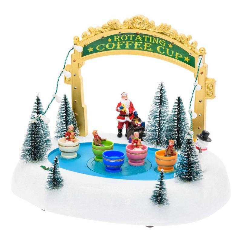 Lotti - Village de Noël Lumineux Paysage Enneigé Parc D'attraction Tasses en Mouvement Rotation 26xH20cm avec Musique à LED Lotti - Image 1