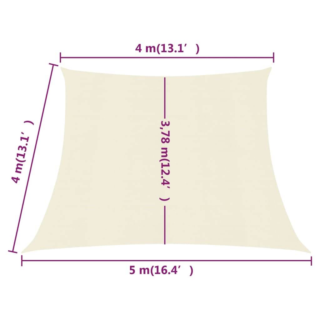 Helloshop26 - Voile toile d'ombrage parasol 160 g/m² PEHD 4/5 x 4 m crème - Image 6