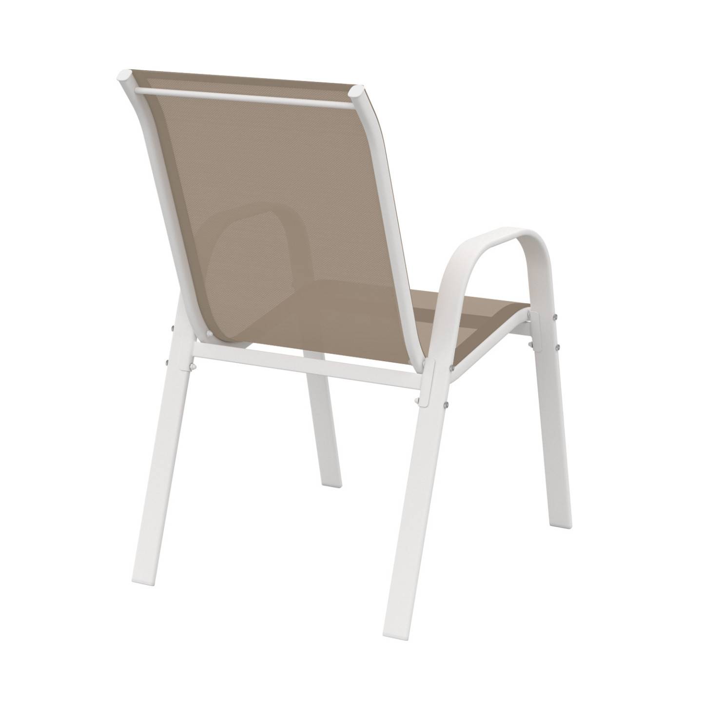 Lot de 6 chaises de jardin LYMA métal et textilène empilables blanc et beige - Image 5
