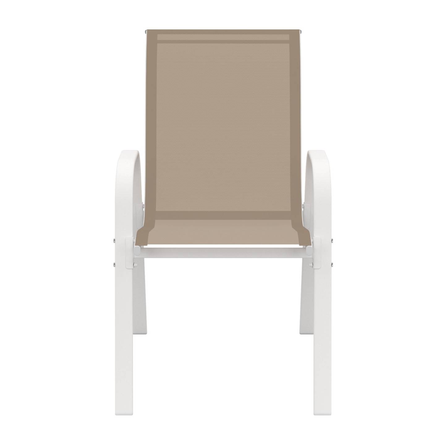 Lot de 6 chaises de jardin LYMA métal et textilène empilables blanc et beige - Image 3