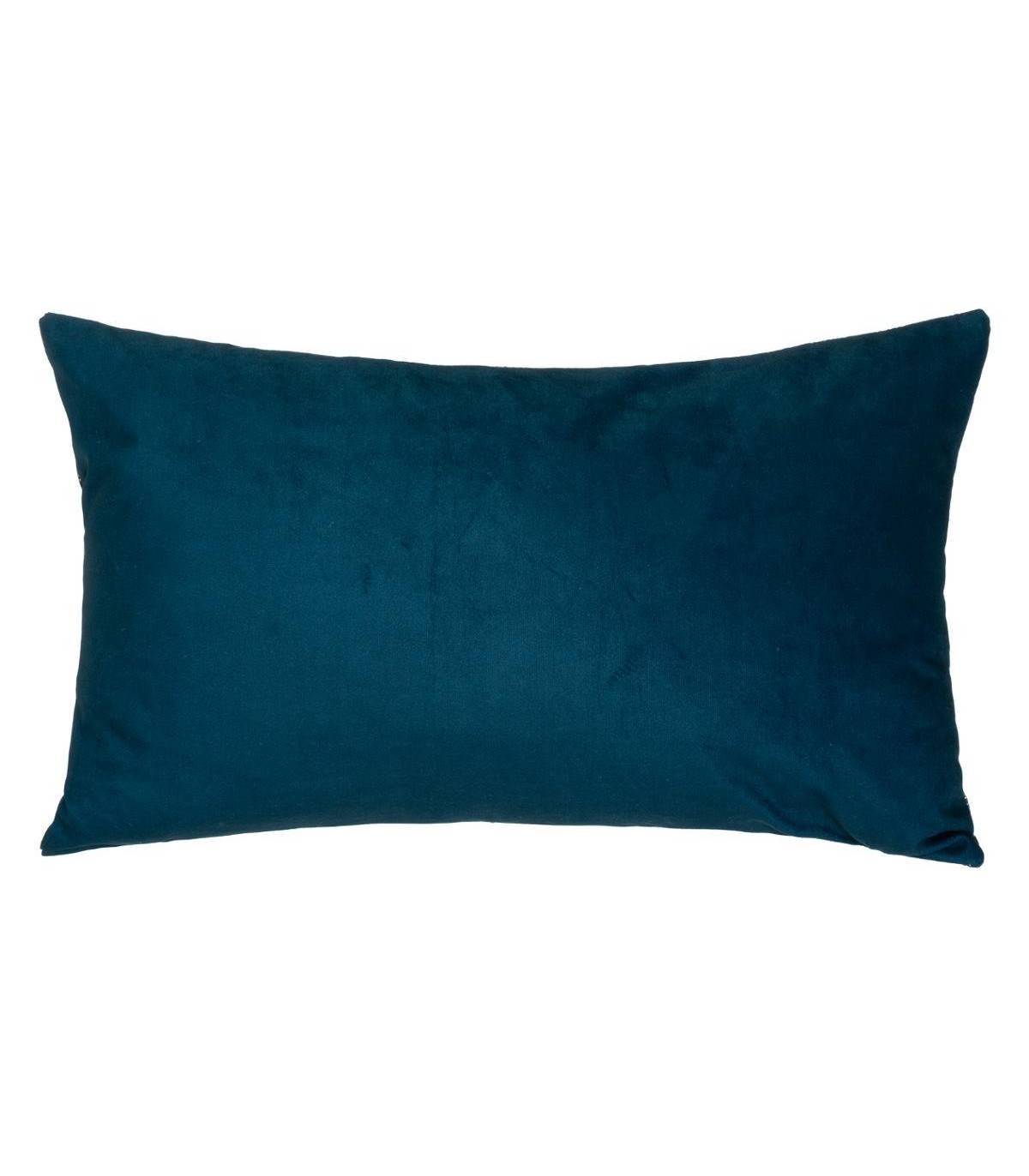 Coussin déhoussable velours Bleu Canard et Or 30 x 50 cm - Image 3