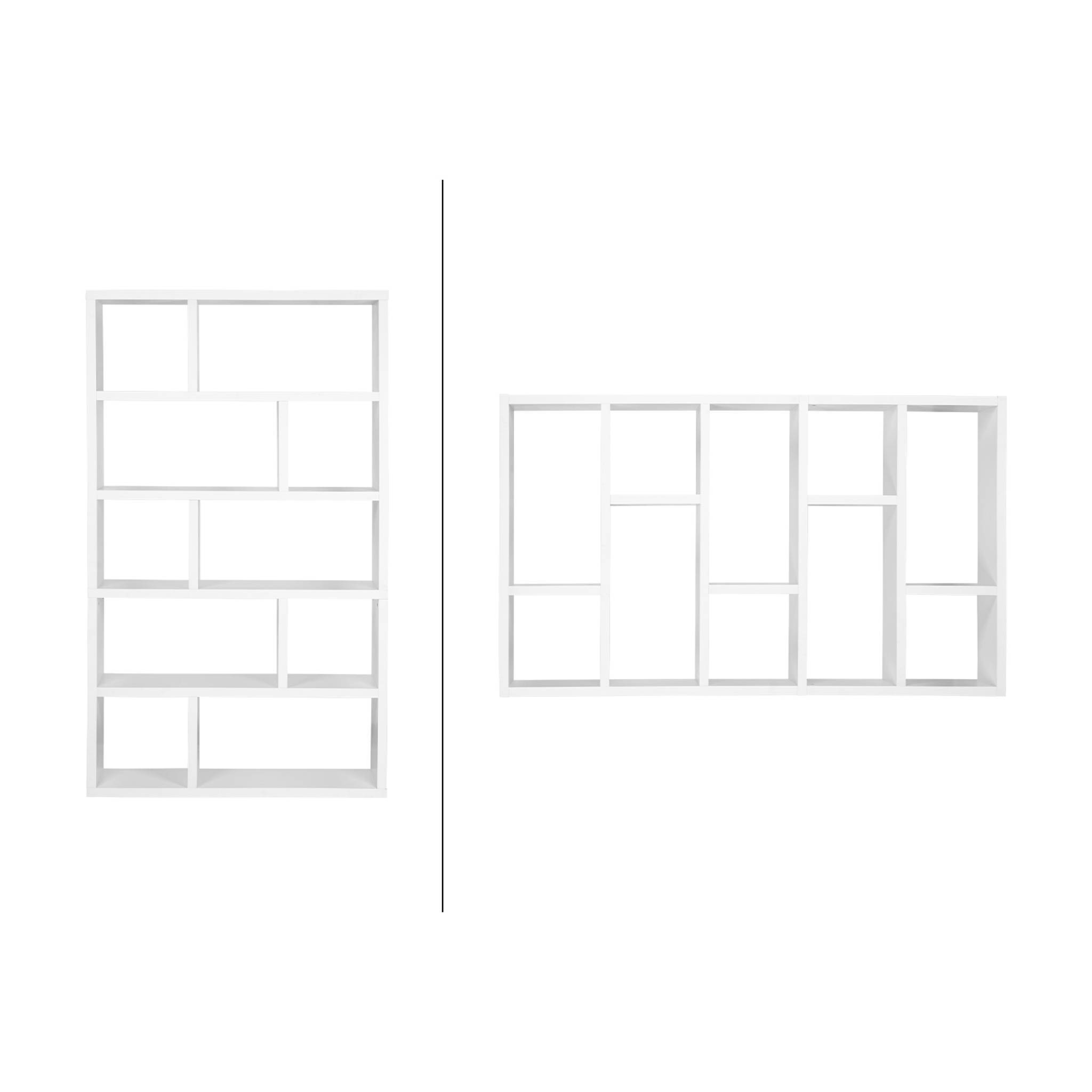sweeek - Etagère bibliothèque asymétrique 5 niveaux 10 compartiments. casiers. effet bois blanc. L 111.2 x P 39 x H 190cm | sweeek - Image 6