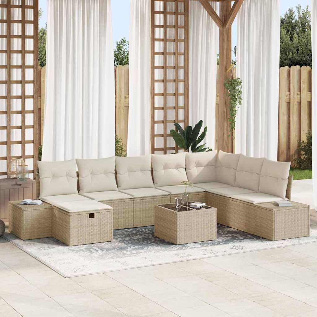 ComfortXL - Salon d'extérieur 8 places en résine tressée avec table de jardin Beige – ComfortXL Outdoor Living - Image 1