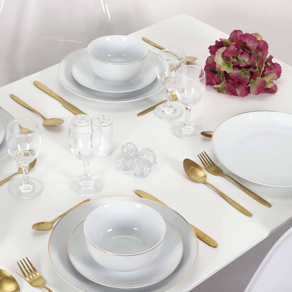 The Home Deco Factory - Assiette en porcelaine avec liseré doré (Lot de 6) Assiettes plates - 20 cm - Image 2