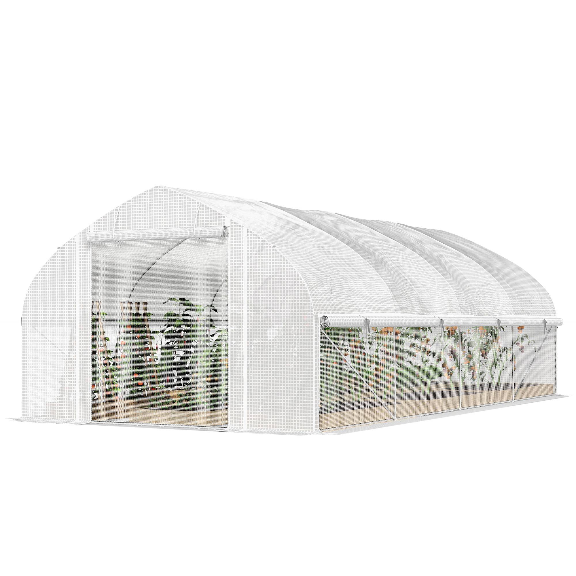 Sans Marque - Serre tunnel 6x3x2 m protection anti-UV porte enroulable zippée parois filet blanche - Image 2