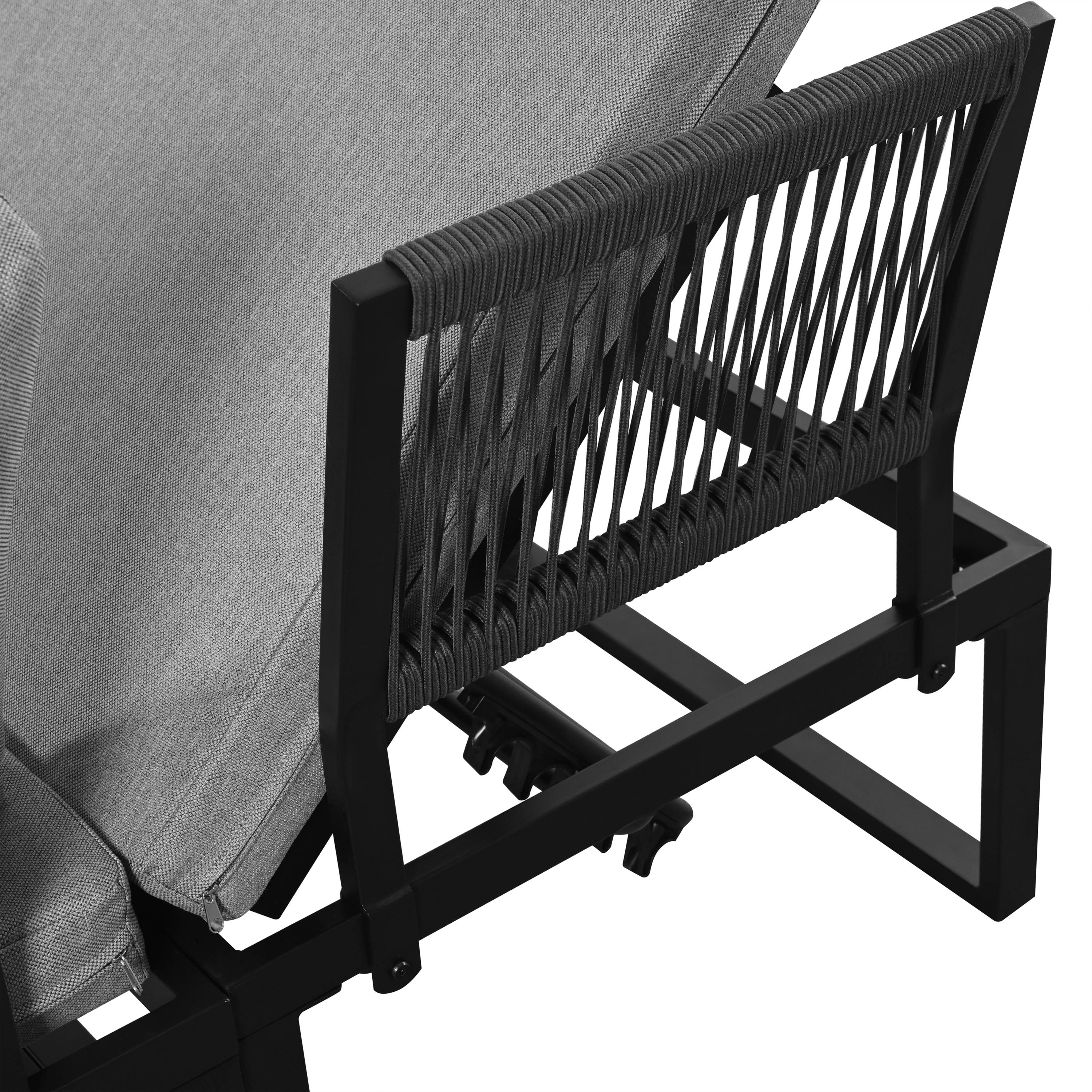 Salon de jardin d'angle acier galvanisé terrasse convertible lits inclinables gris - ComfortXL Outdoor Living - Image 8