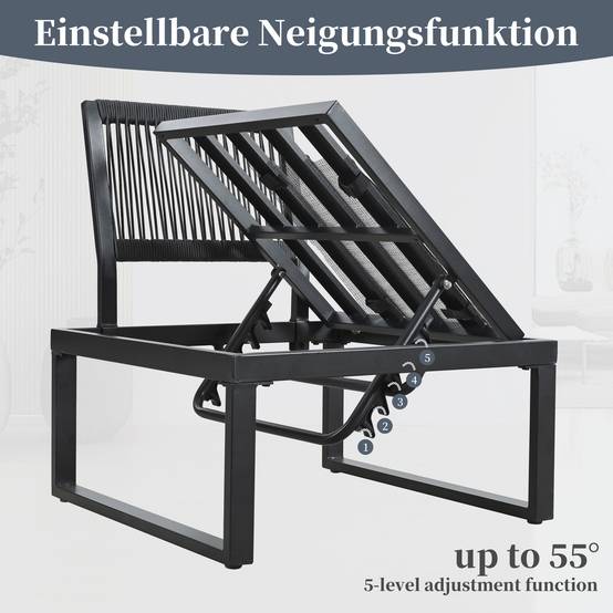 Salon de jardin d'angle acier galvanisé terrasse convertible lits inclinables gris - ComfortXL Outdoor Living - Image 6