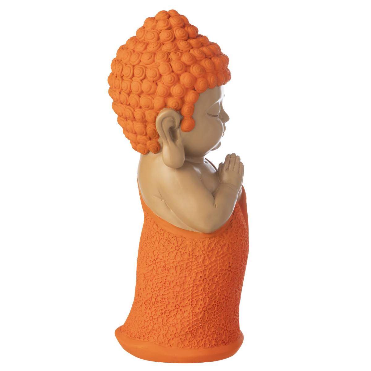 J-Line - Statuette Déco Moine Priant "Boudhi" 32cm Orange - Image 2