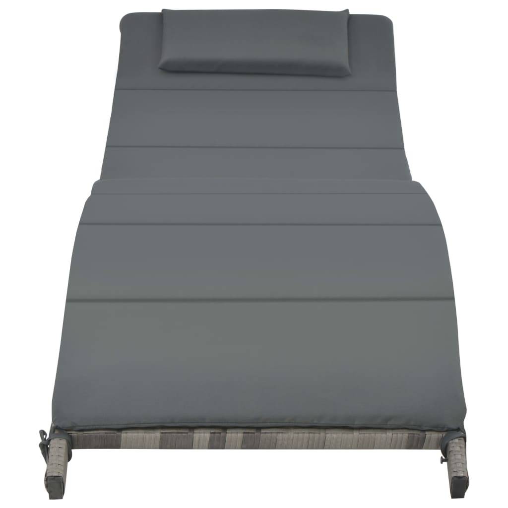 Helloshop26 - Ensemble de chaises longues pliables 3 pièces résine tressée gris - Image 5