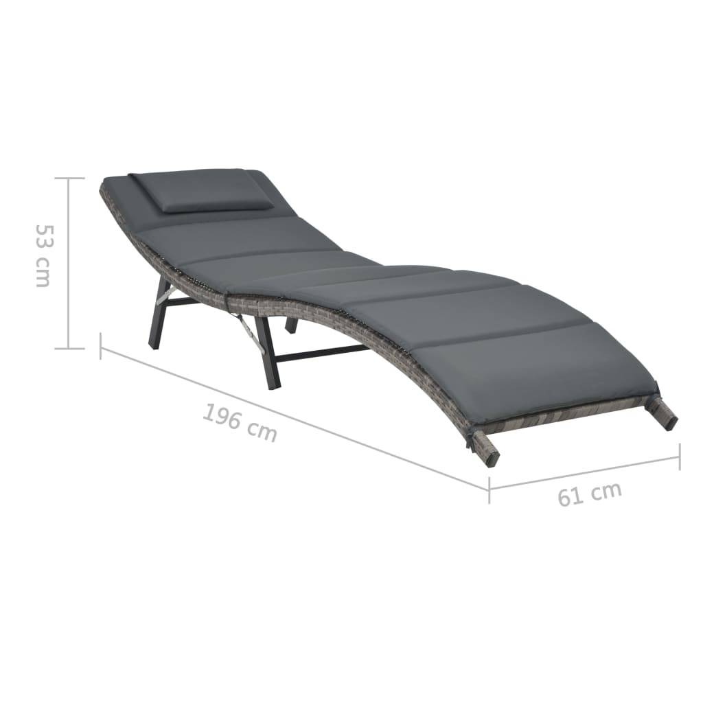 Helloshop26 - Ensemble de chaises longues pliables 3 pièces résine tressée gris - Image 8