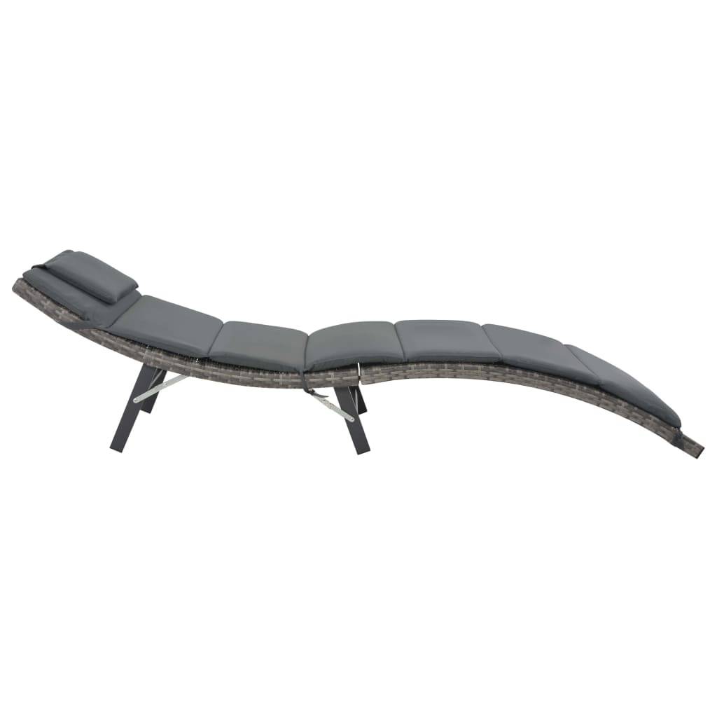 Helloshop26 - Ensemble de chaises longues pliables 3 pièces résine tressée gris - Image 4