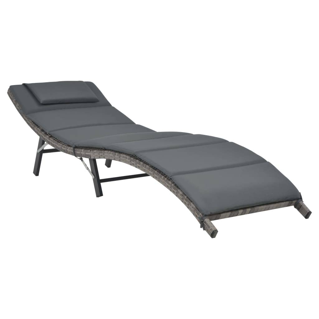 Helloshop26 - Ensemble de chaises longues pliables 3 pièces résine tressée gris - Image 3