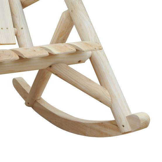 Fauteuil à Bascule Bois Sapin Jardin Terrasse Rocking Chair Ergonomique Naturel - ComfortXL Outdoor Living - Image 8