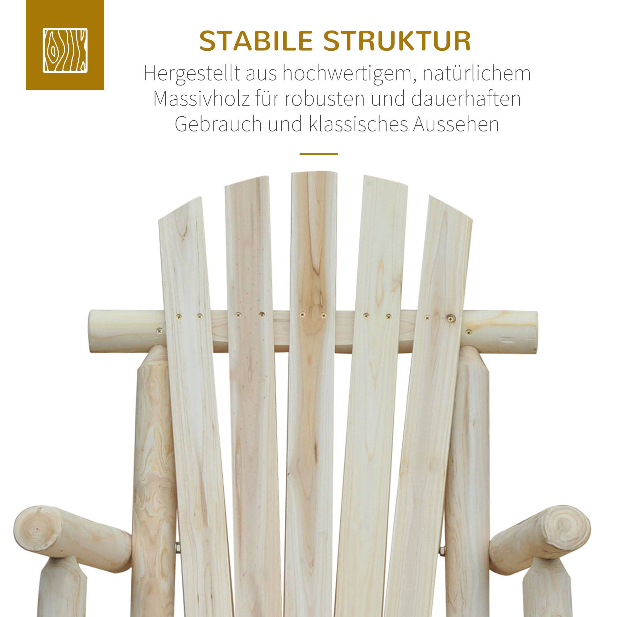 Fauteuil à Bascule Bois Sapin Jardin Terrasse Rocking Chair Ergonomique Naturel - ComfortXL Outdoor Living - Image 5