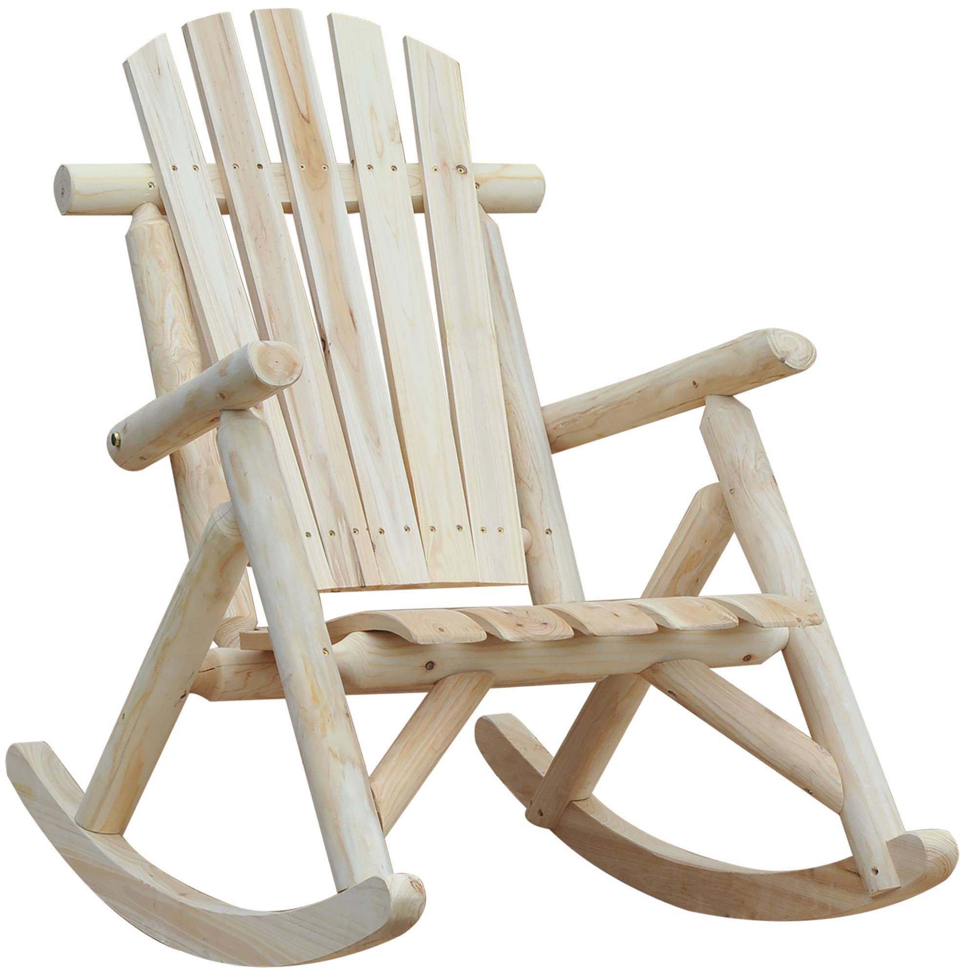 Fauteuil à Bascule Bois Sapin Jardin Terrasse Rocking Chair Ergonomique Naturel - ComfortXL Outdoor Living - Image 2
