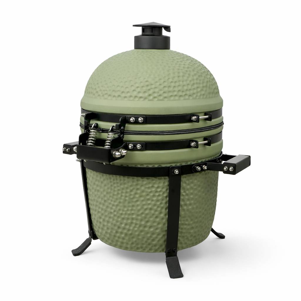 Barbecue kamado en céramique à poser Patton Premium Compact 15" - Grille Ø 34 cm - vert olive mat - Image 5