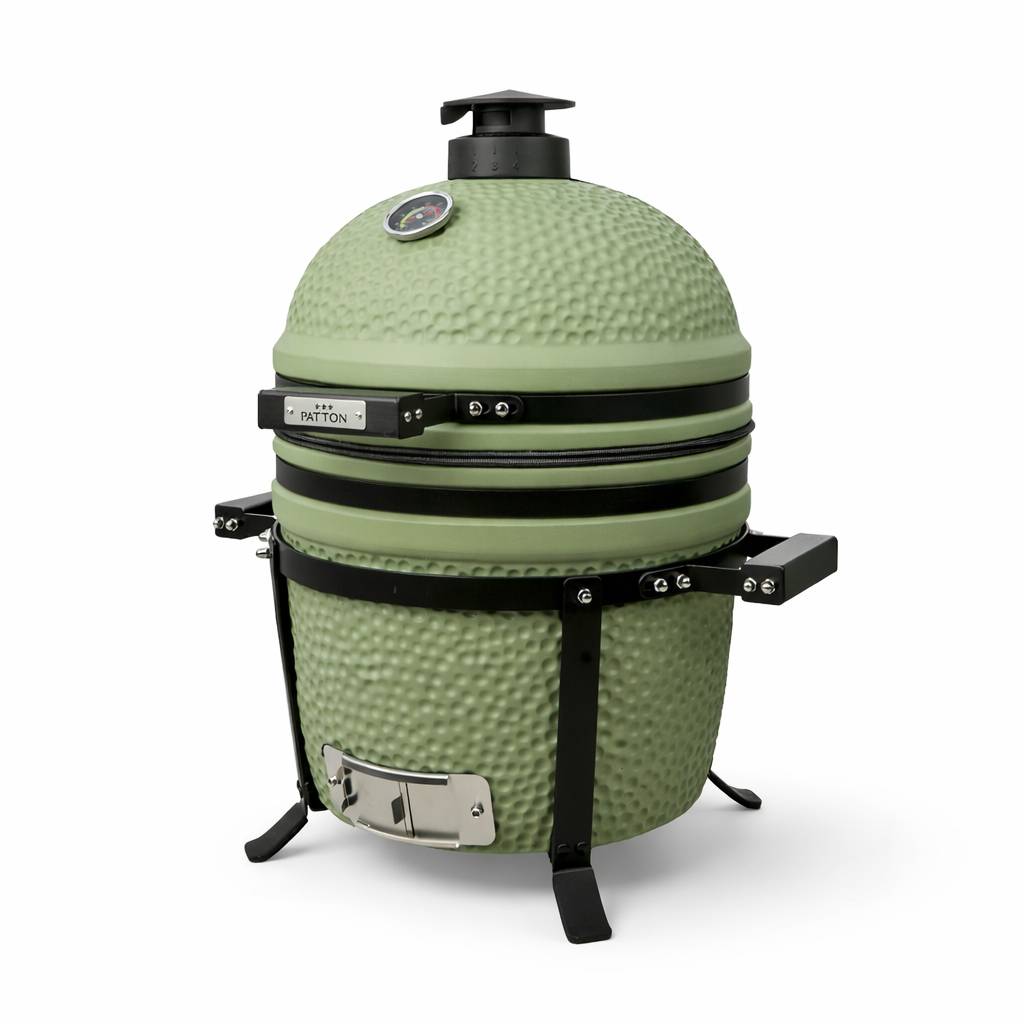 Barbecue kamado en céramique à poser Patton Premium Compact 15" - Grille Ø 34 cm - vert olive mat - Image 4
