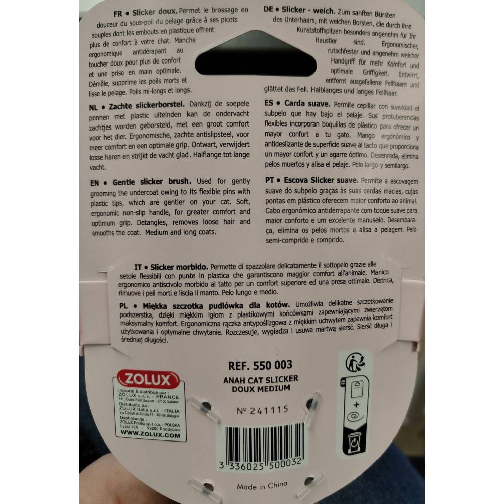 Zolux - Brosse SLICKER à picot doux  17 cm taille M pour chats - Image 3