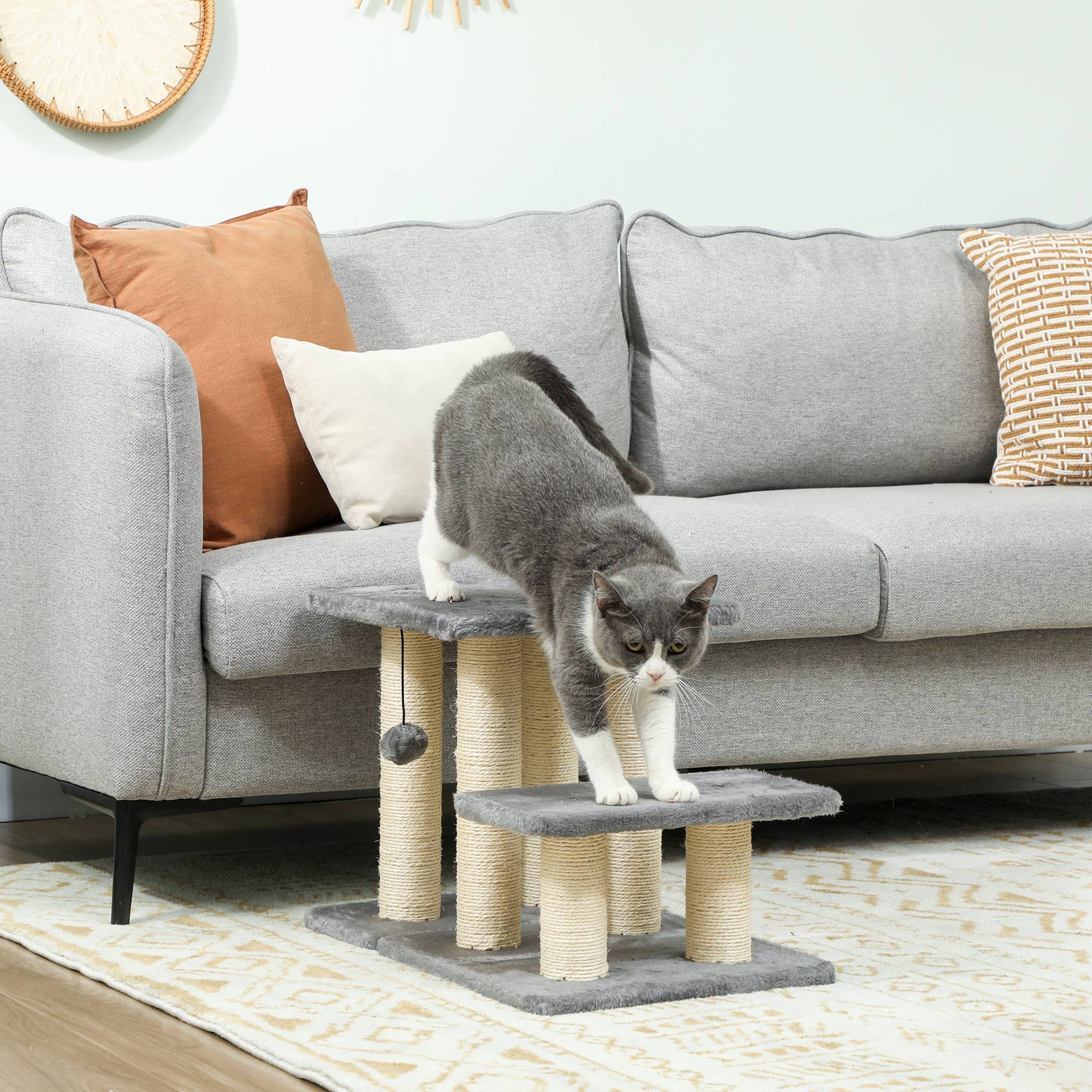 Sans Marque - Escalier 3 marches 54cm, griffoirs sisal, balle, petit chien/chat - Image 4
