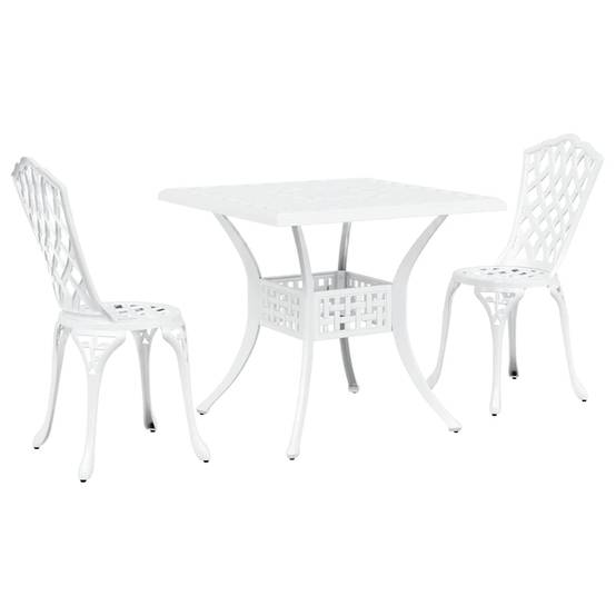 Ensemble de table de jardin aluminium coulé blanc 80 x 80 x 75 cm - PANGIVO - Image 2
