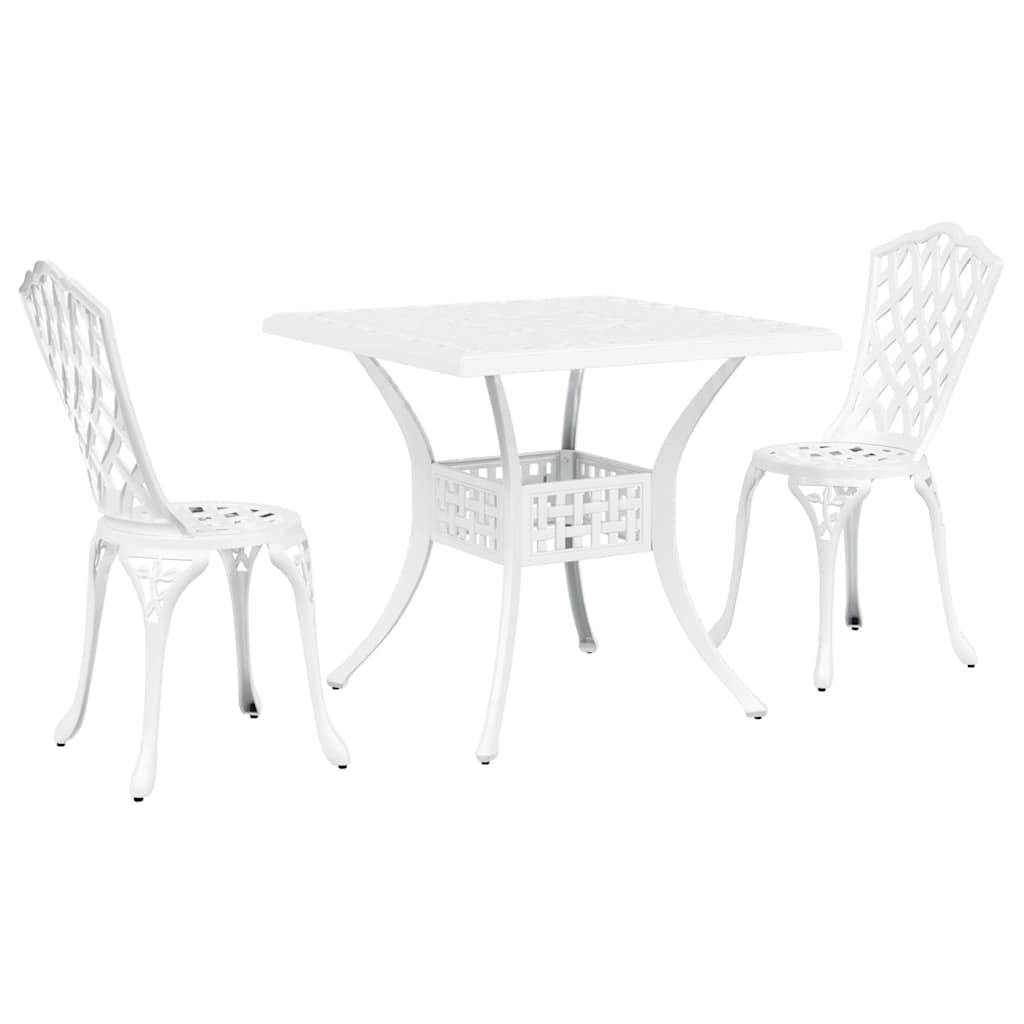 Ensemble de table de jardin aluminium coulé blanc 80 x 80 x 75 cm - PANGIVO - Image 2