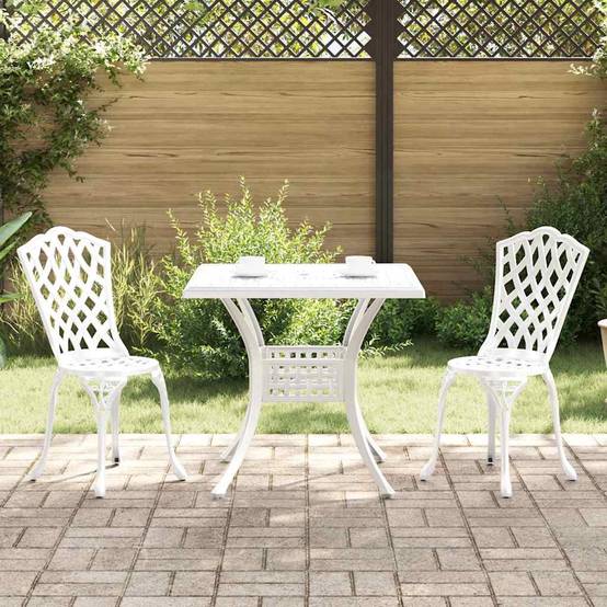 Ensemble de table de jardin aluminium coulé blanc 80 x 80 x 75 cm - PANGIVO - Image 1